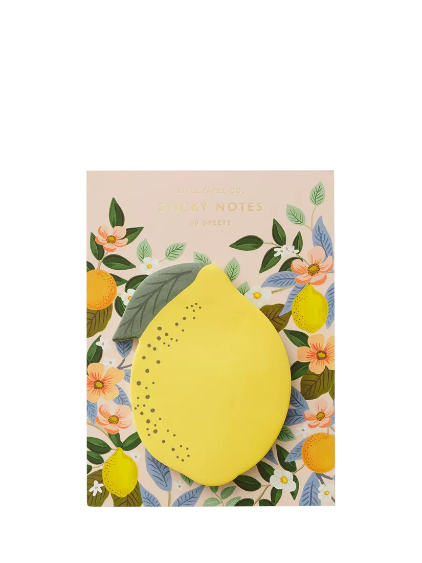 Rifle Paper Co. lemon sticky notes yellow, imported from the UK