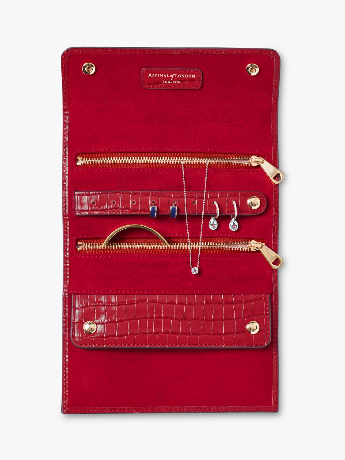 Aspinal of London jewellery roll red, imported from the UK