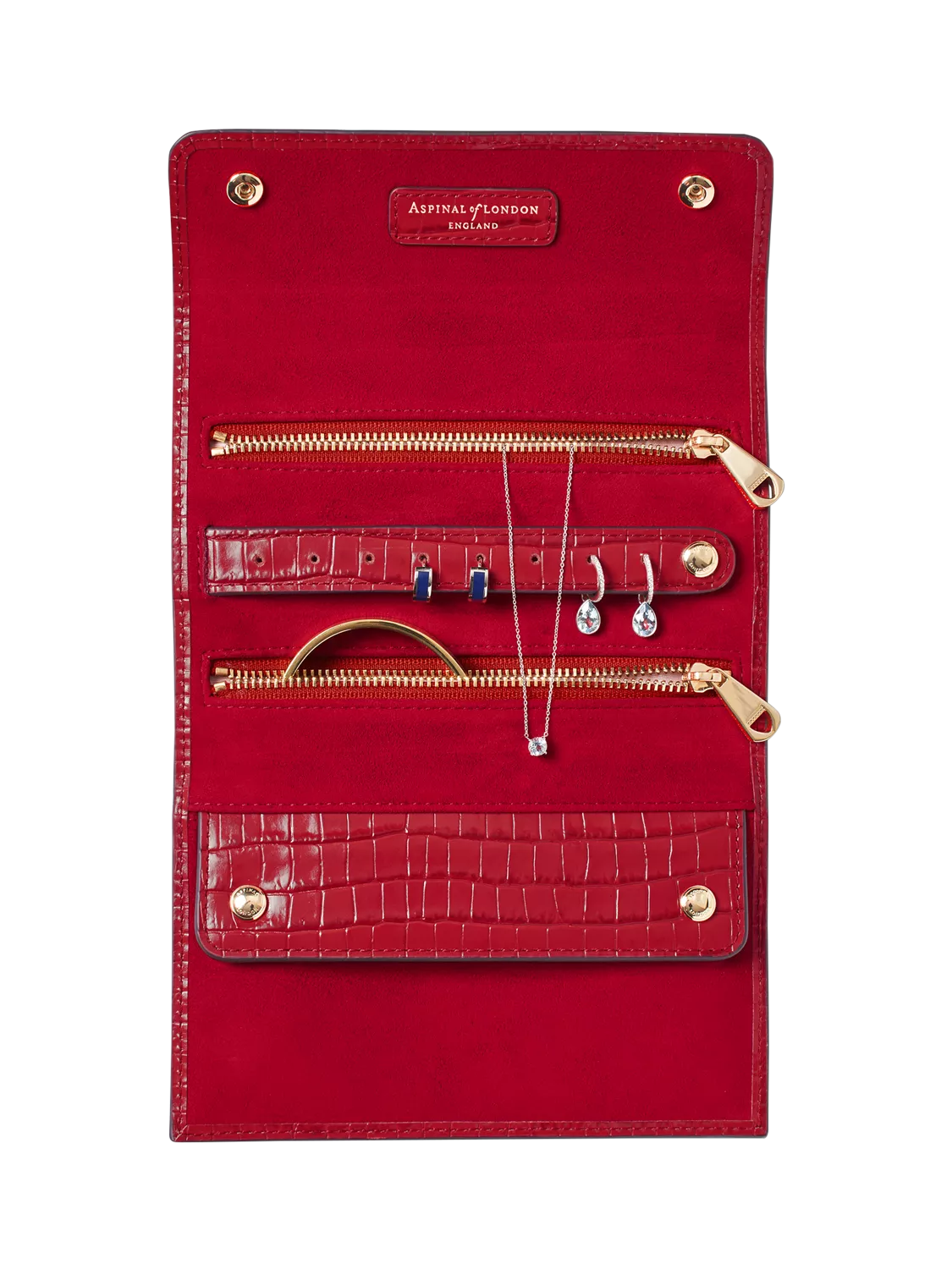 Aspinal of London jewellery roll red, imported from the UK