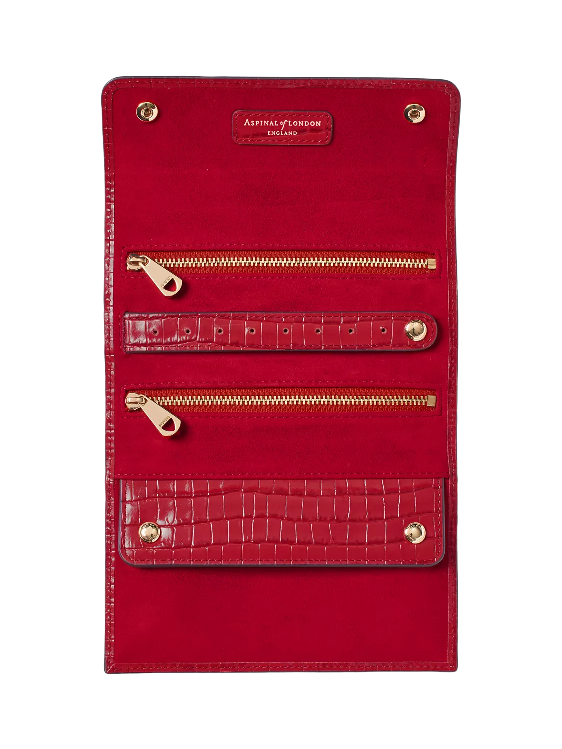 Aspinal of London jewellery roll red, imported from the UK