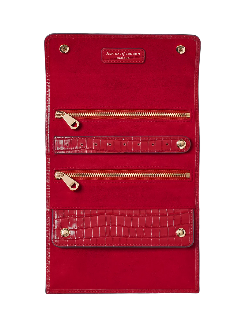Aspinal of London jewellery roll red, imported from the UK