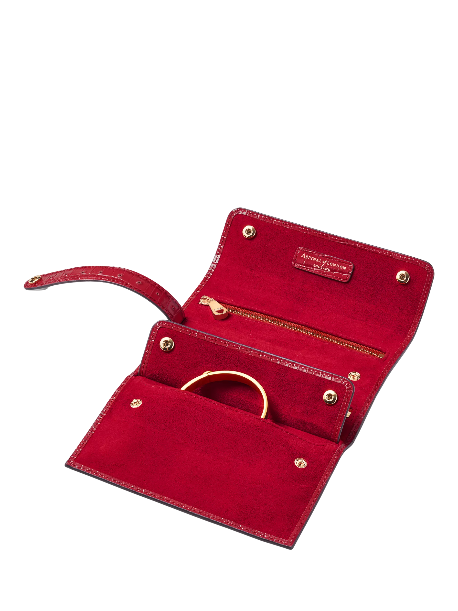 Aspinal of London jewellery roll red, imported from the UK