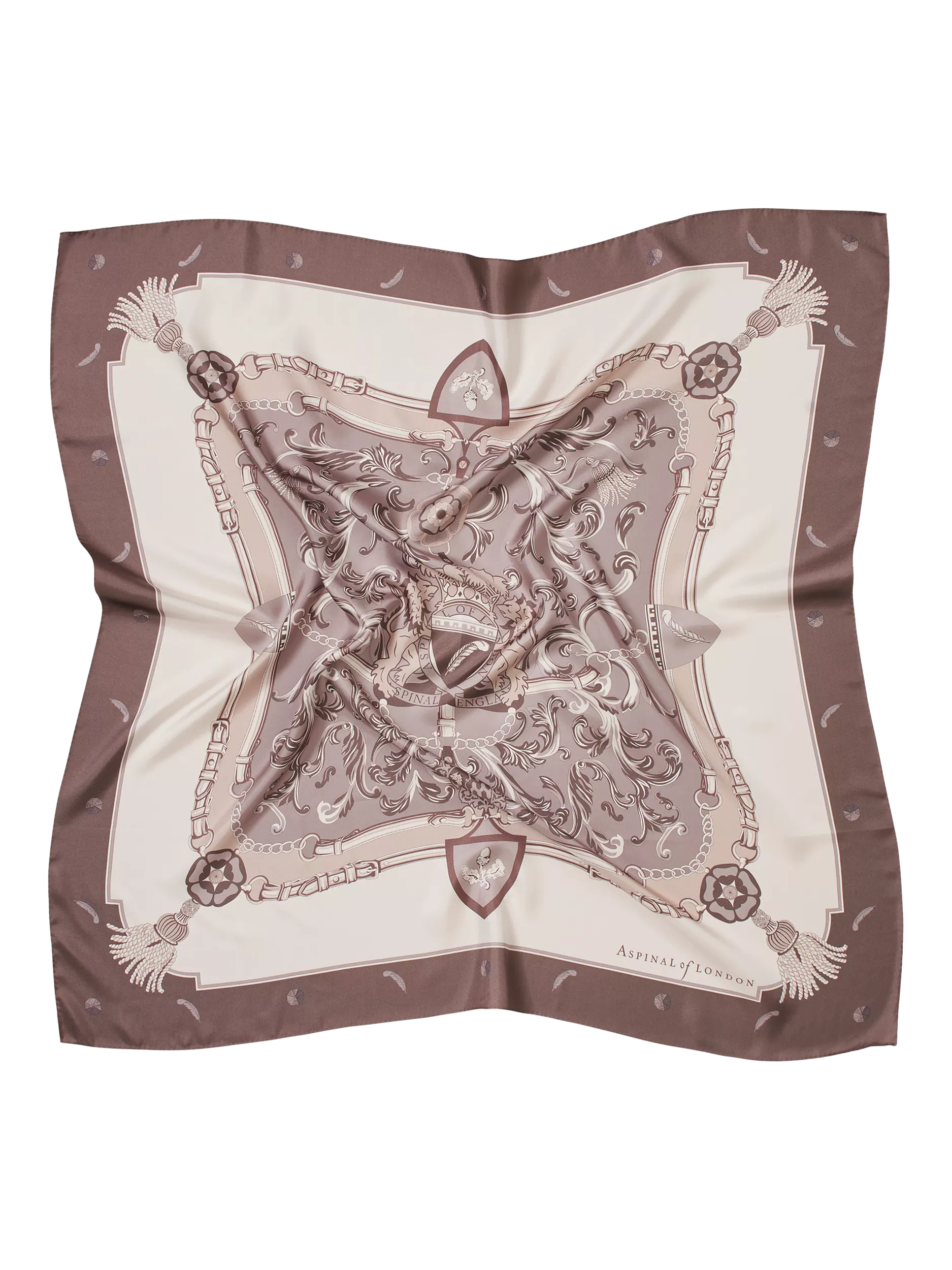 Aspinal of London silk scarf 90cm moleskin - British product
