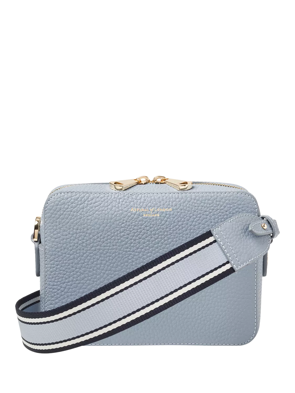 Aspinal of London crossbody bag sky blue nylon leather trim - British product