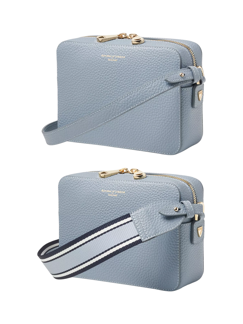 Aspinal of London crossbody bag sky blue nylon leather trim - British product