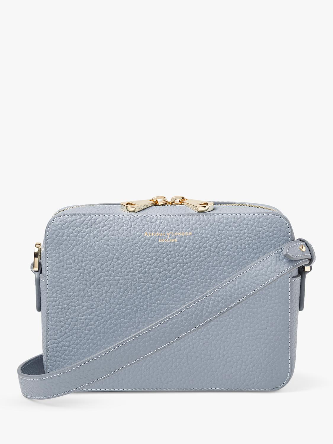 Aspinal of London crossbody bag sky blue nylon leather trim - British product