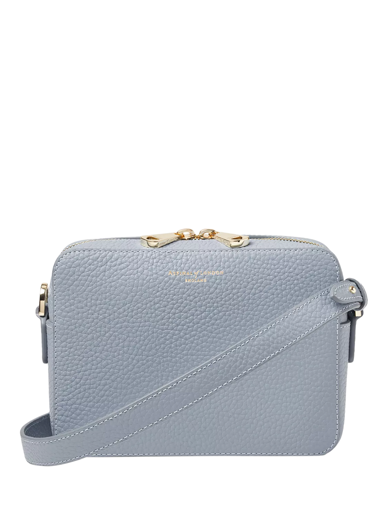 Aspinal of London crossbody bag sky blue nylon leather trim - British product