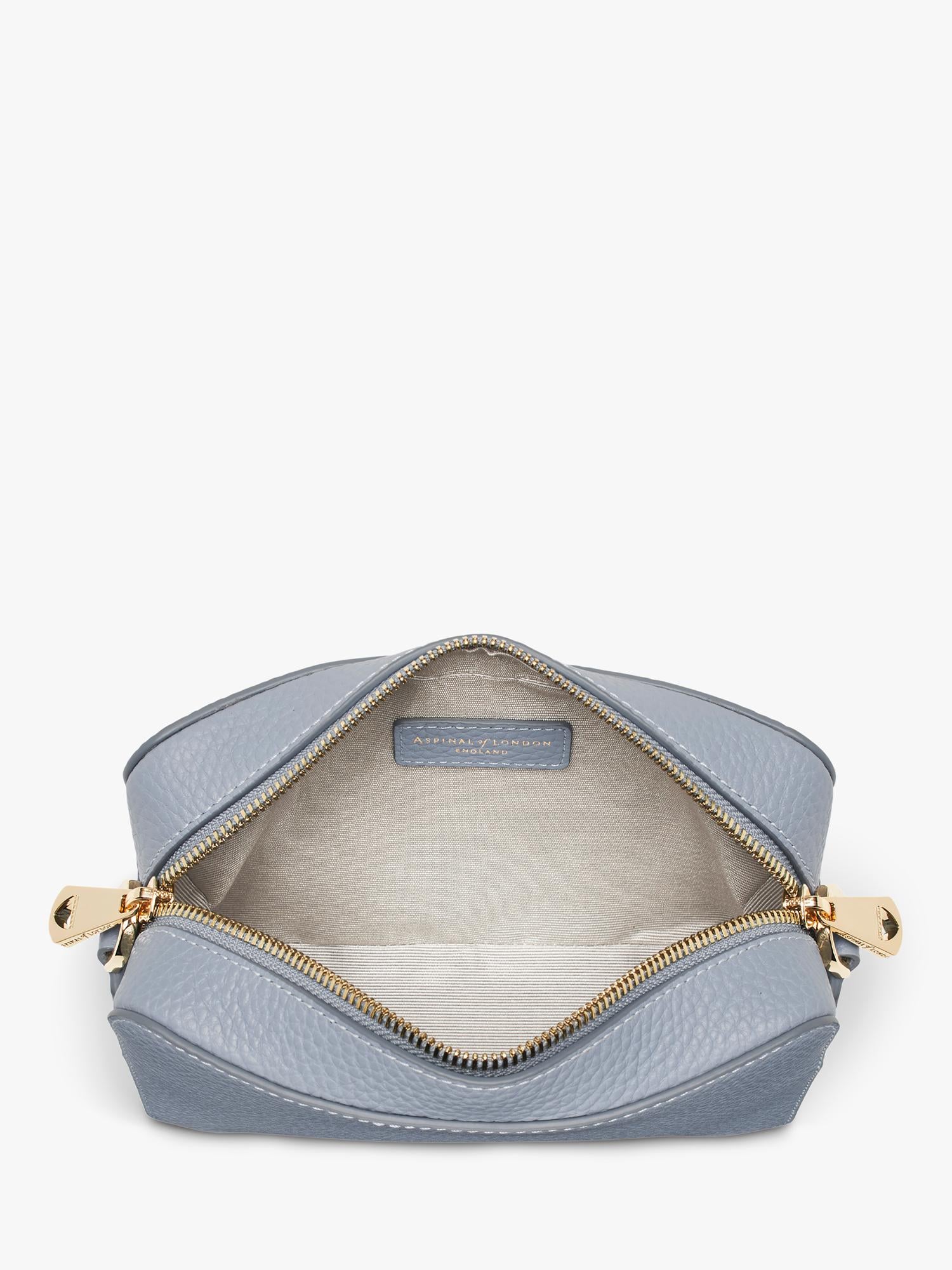 Aspinal of London crossbody bag sky blue nylon leather trim - British product