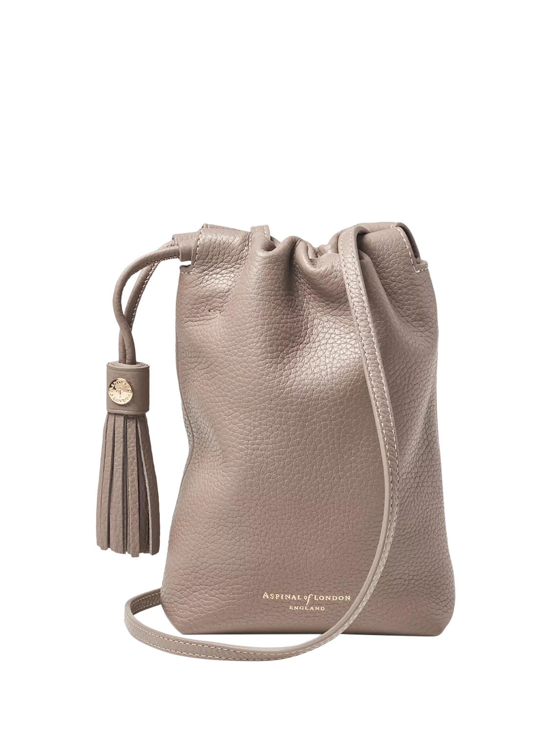 Aspinal of London Soho Pebble Leather Crossbody Pouch Bag, Moleskin