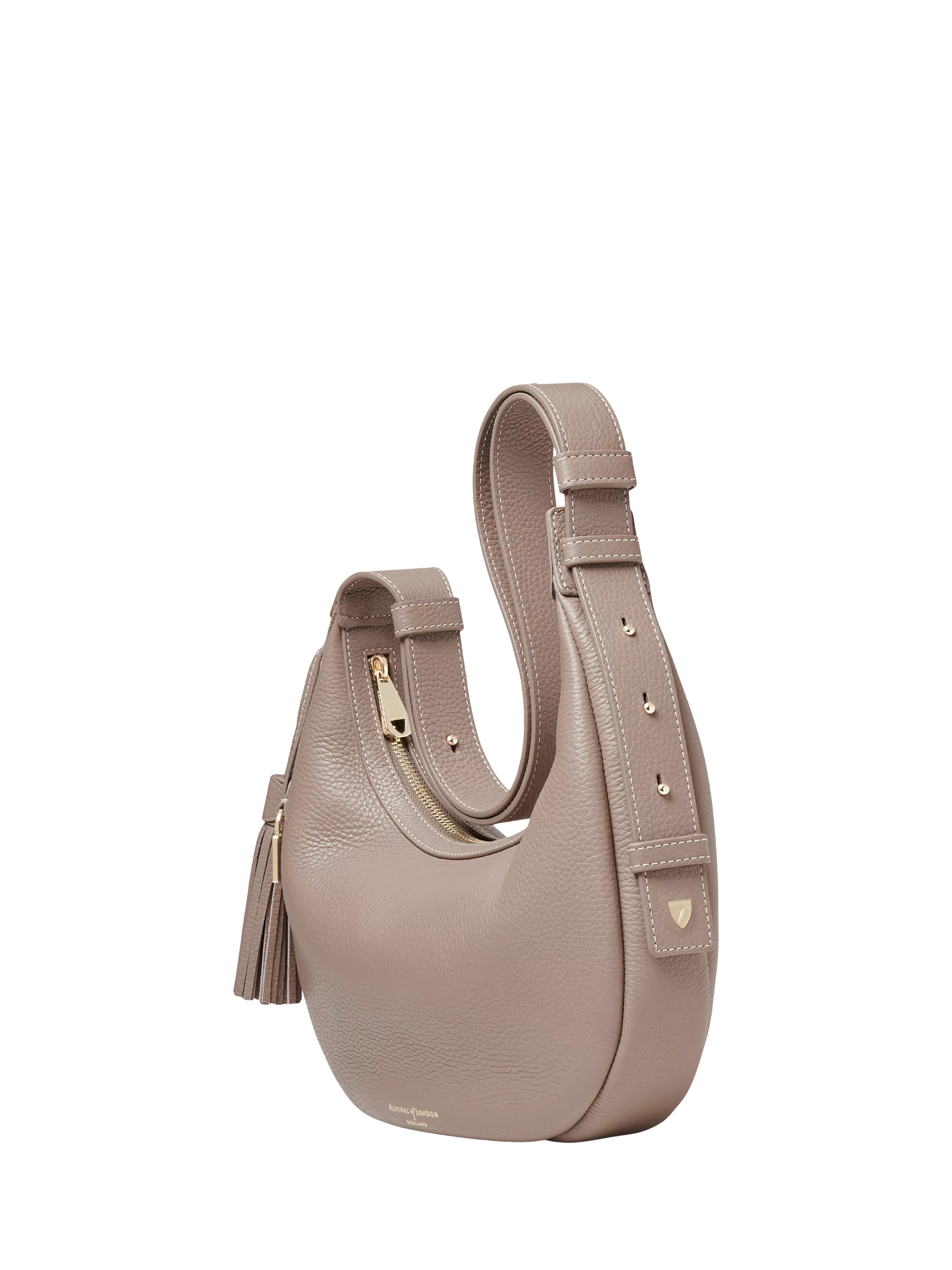 Aspinal of London small crescent shoulder bag moleskin, UK version