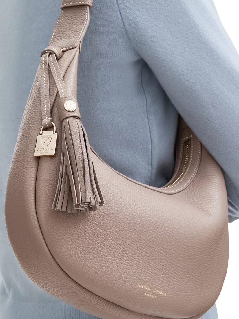 Aspinal of London small crescent shoulder bag moleskin, UK version