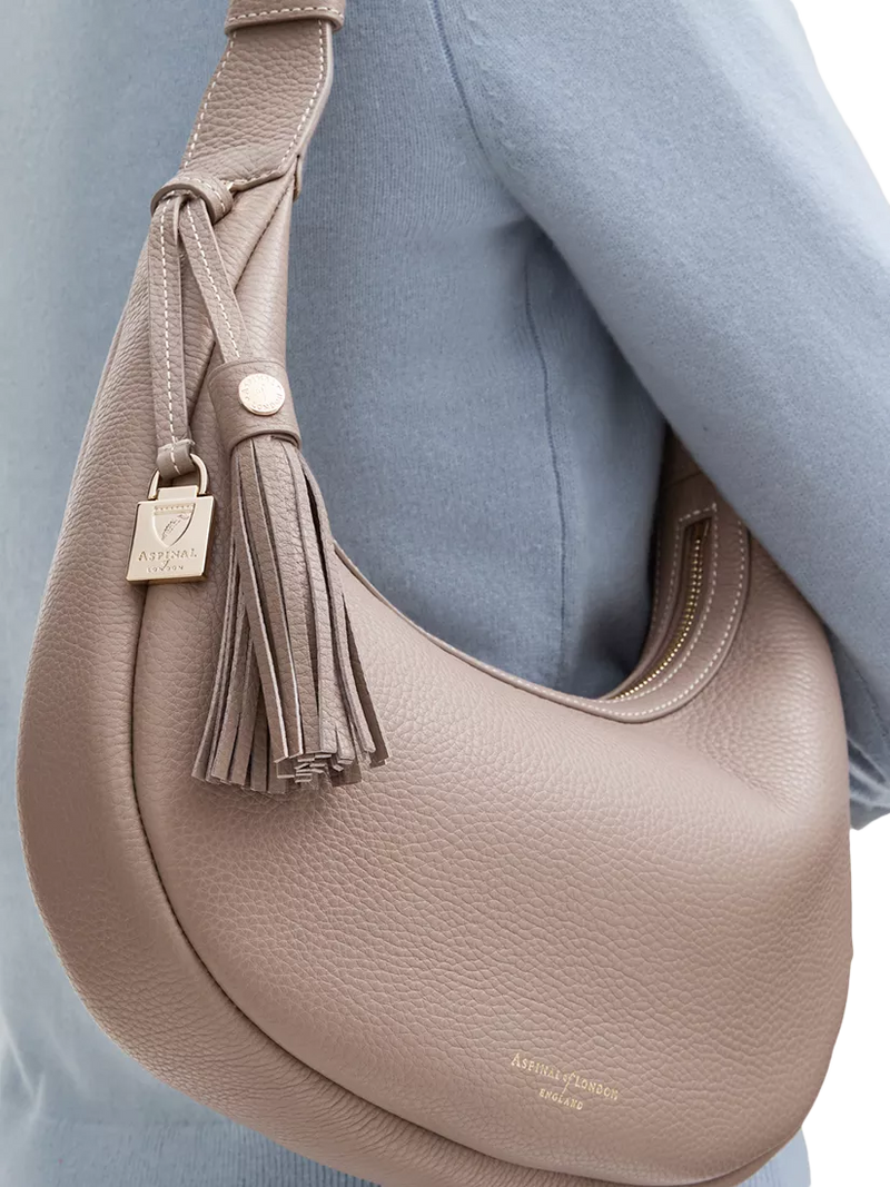 Aspinal of London small crescent shoulder bag moleskin, UK version