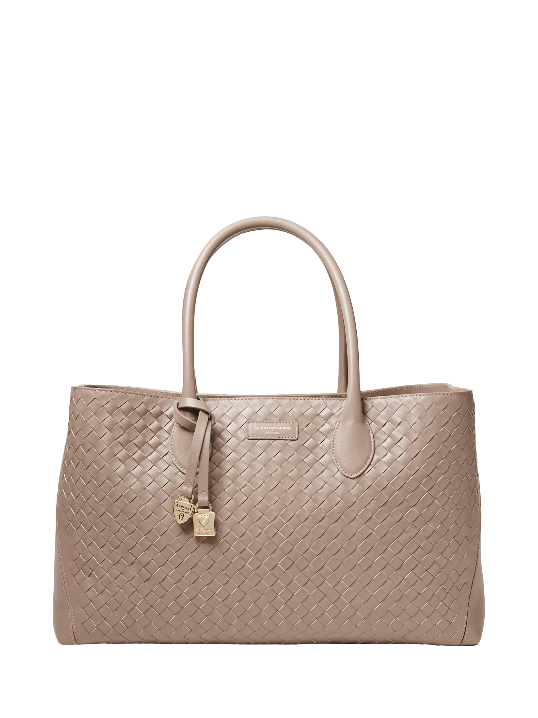 Aspinal of London woven leather tote bag in moleskin - British product