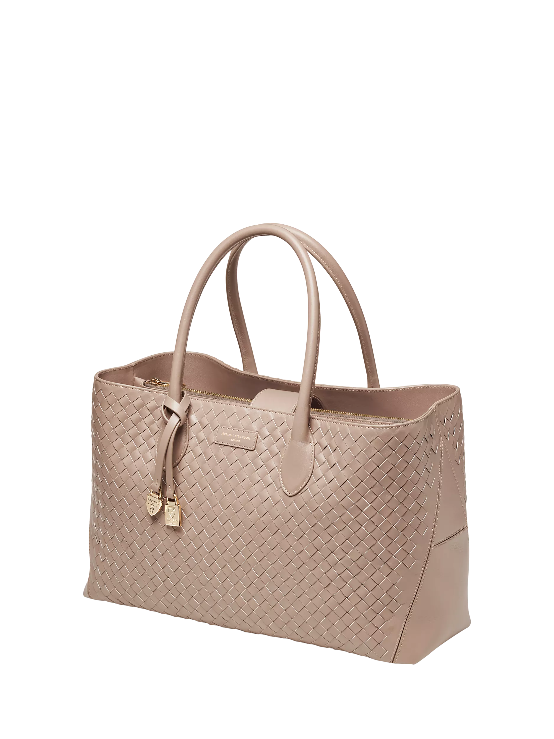 Aspinal of London woven leather tote bag in moleskin - British product