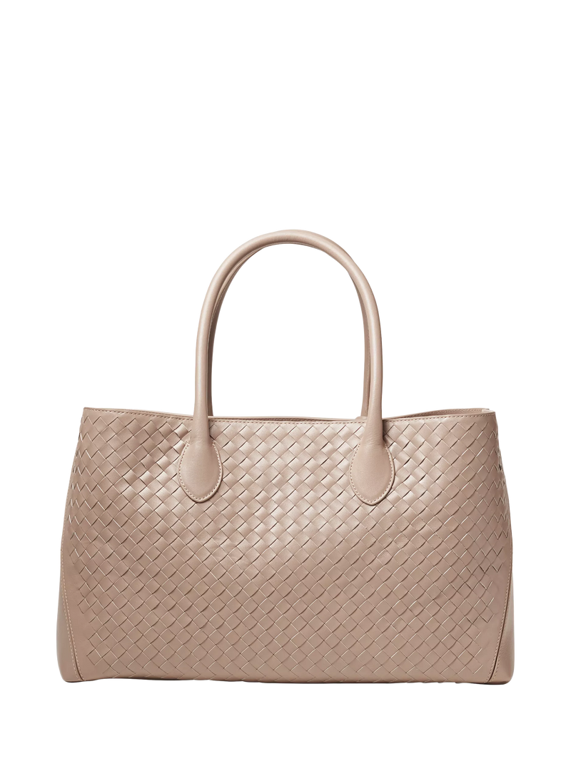 Aspinal of London woven leather tote bag in moleskin - British product