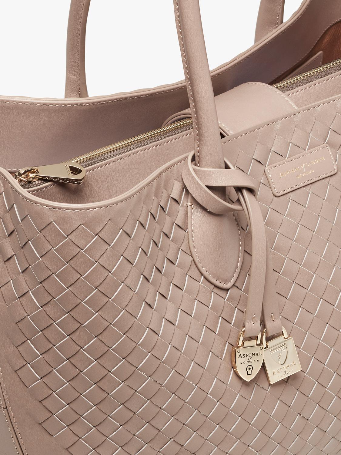 Aspinal of London woven leather tote bag in moleskin - British product