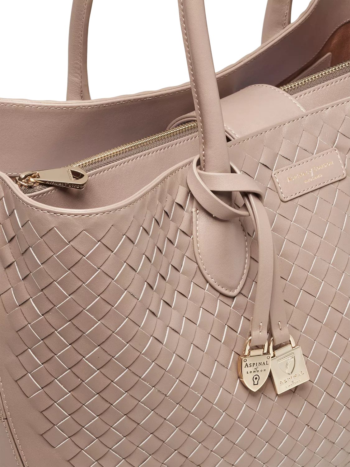 Aspinal of London woven leather tote bag in moleskin - British product