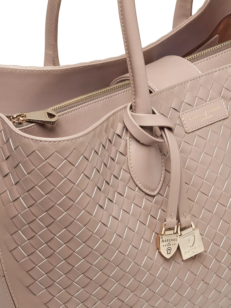 Aspinal of London woven leather tote bag in moleskin - British product
