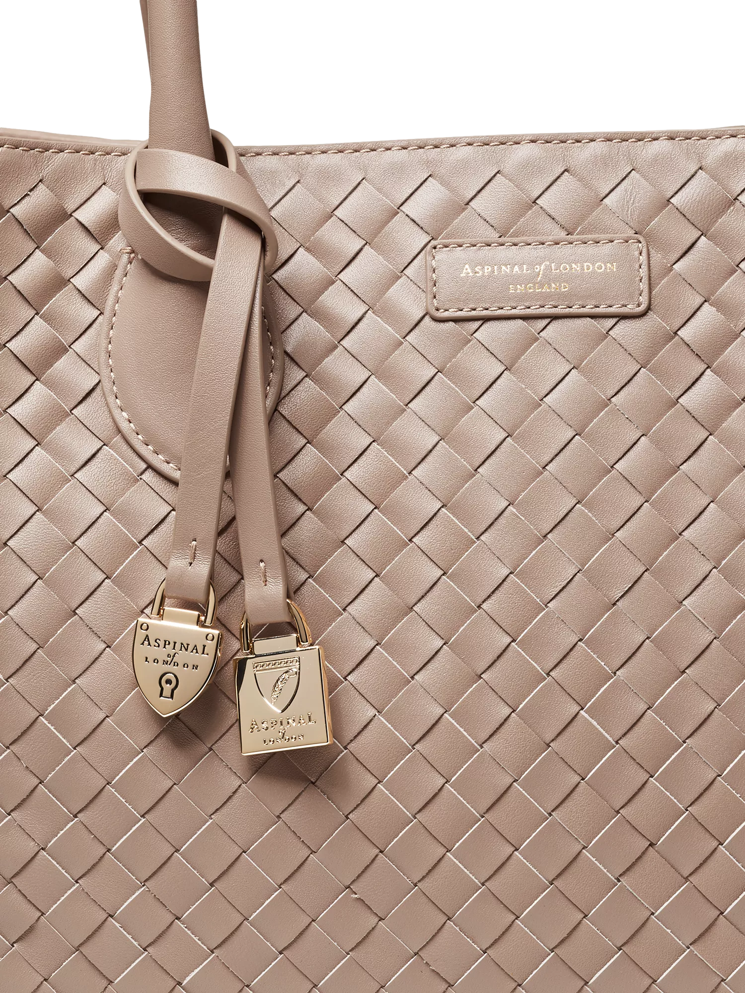 Aspinal of London woven leather tote bag in moleskin - British product