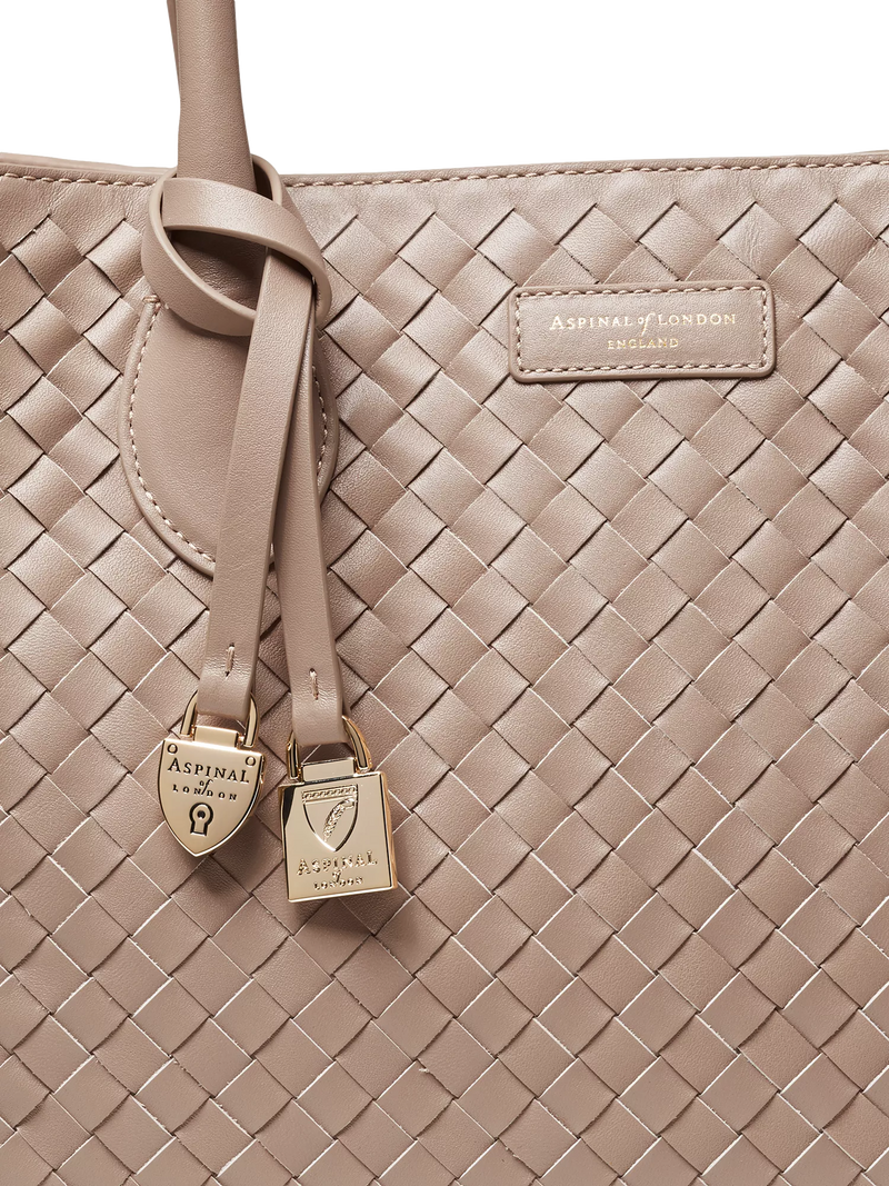 Aspinal of London woven leather tote bag in moleskin - British product