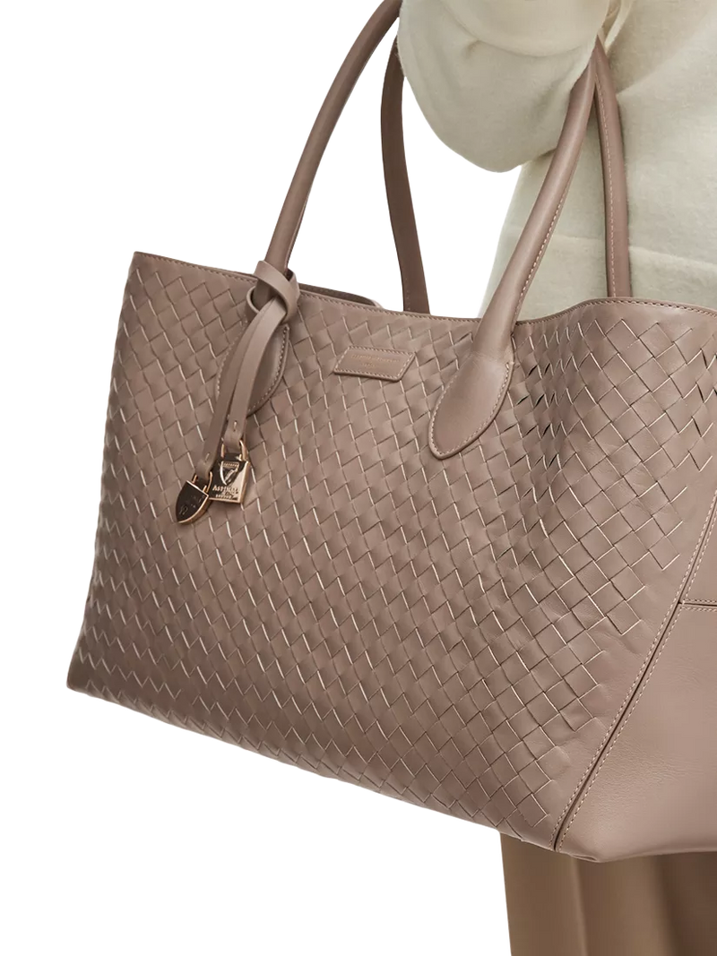 Aspinal of London woven leather tote bag in moleskin - British product