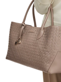 Aspinal of London woven leather tote bag in moleskin - British product