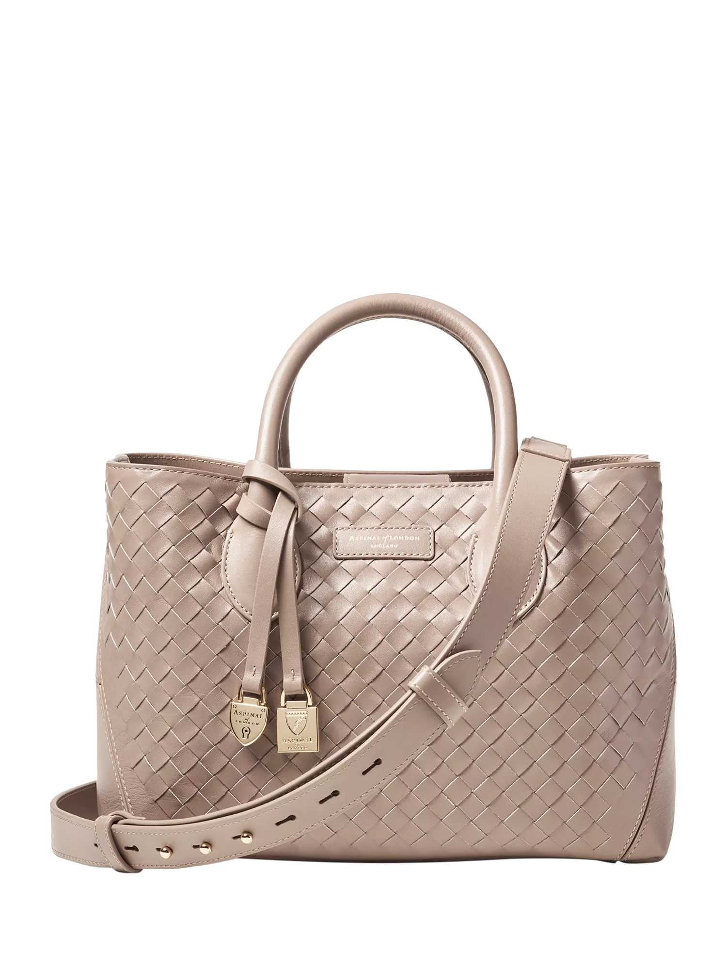 Aspinal of London Midi woven leather tote bag - British product