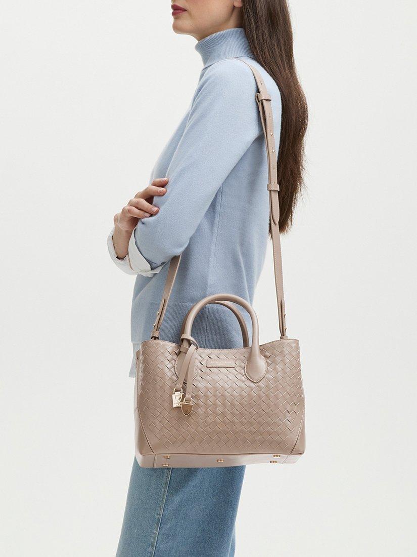 Aspinal of London Midi woven leather tote bag - British product