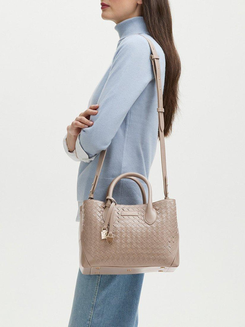 Aspinal of London Midi woven leather tote bag - British product