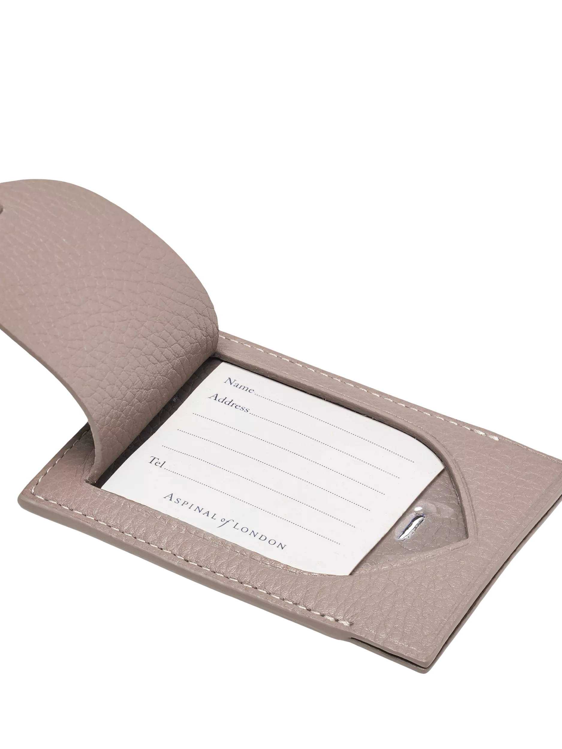 Aspinal of London moleskin leather luggage tag, imported from the UK