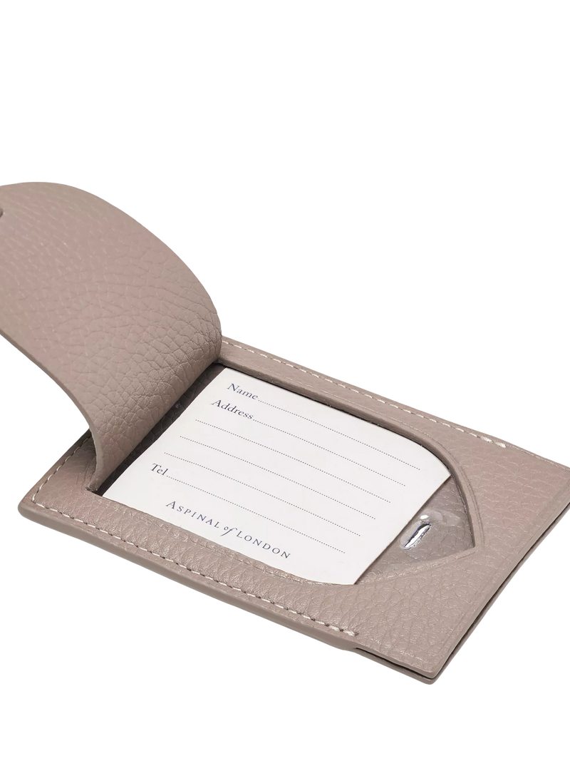Aspinal of London moleskin leather luggage tag, imported from the UK