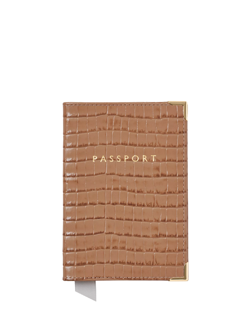 Aspinal of London croc leather passport cover British product