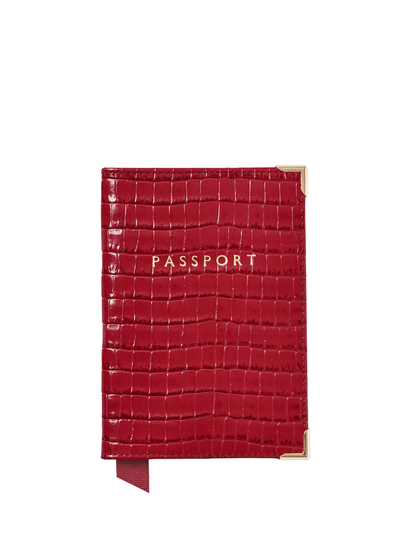 Aspinal of London Croc Leather Passport Cover
