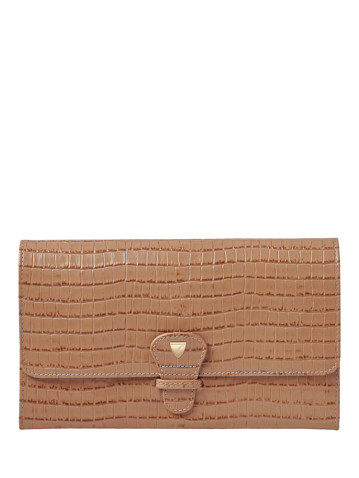 Aspinal of London Croc Effect Leather Classic Travel Wallet, Caramel