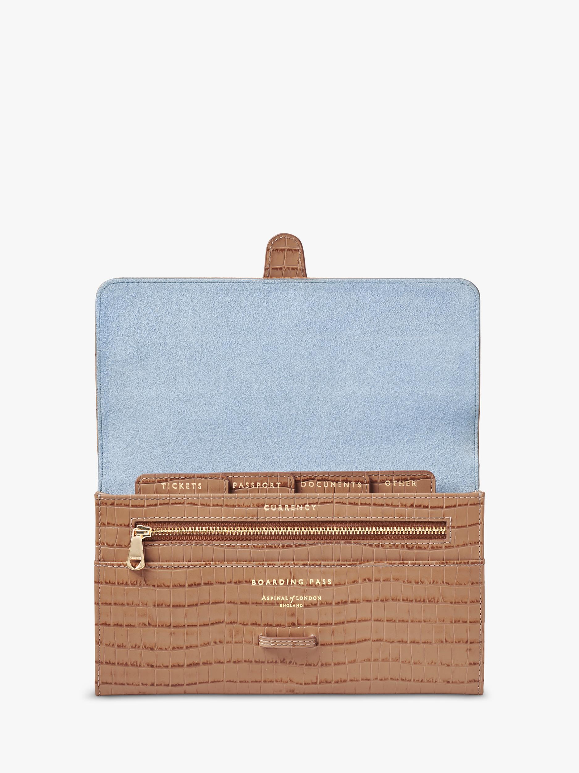 Aspinal of London croc-effect leather travel wallet, imported from the UK