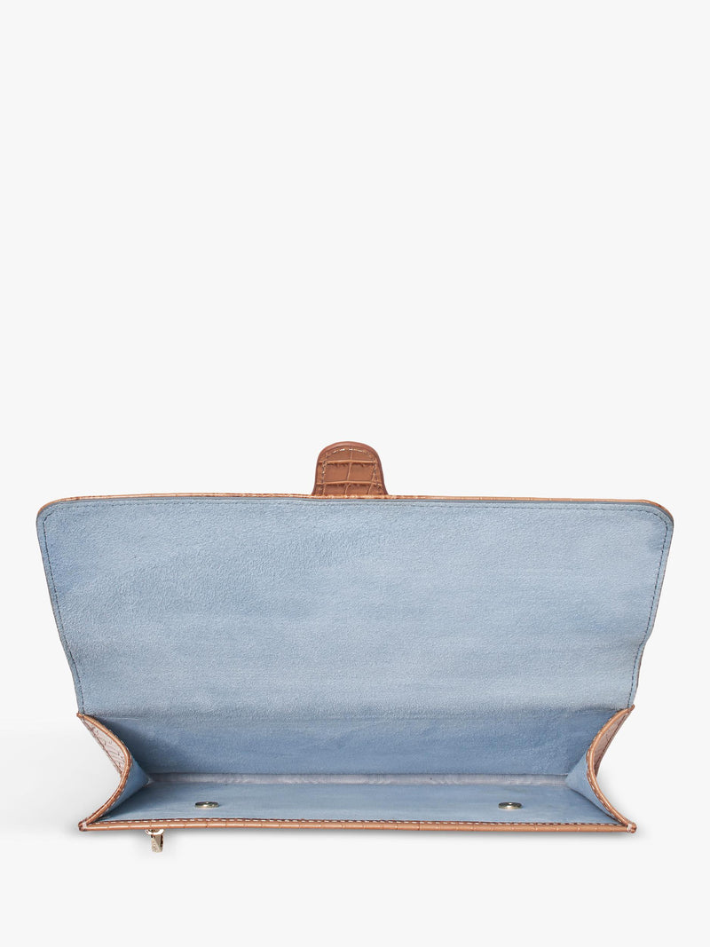 Aspinal of London croc-effect leather travel wallet, imported from the UK