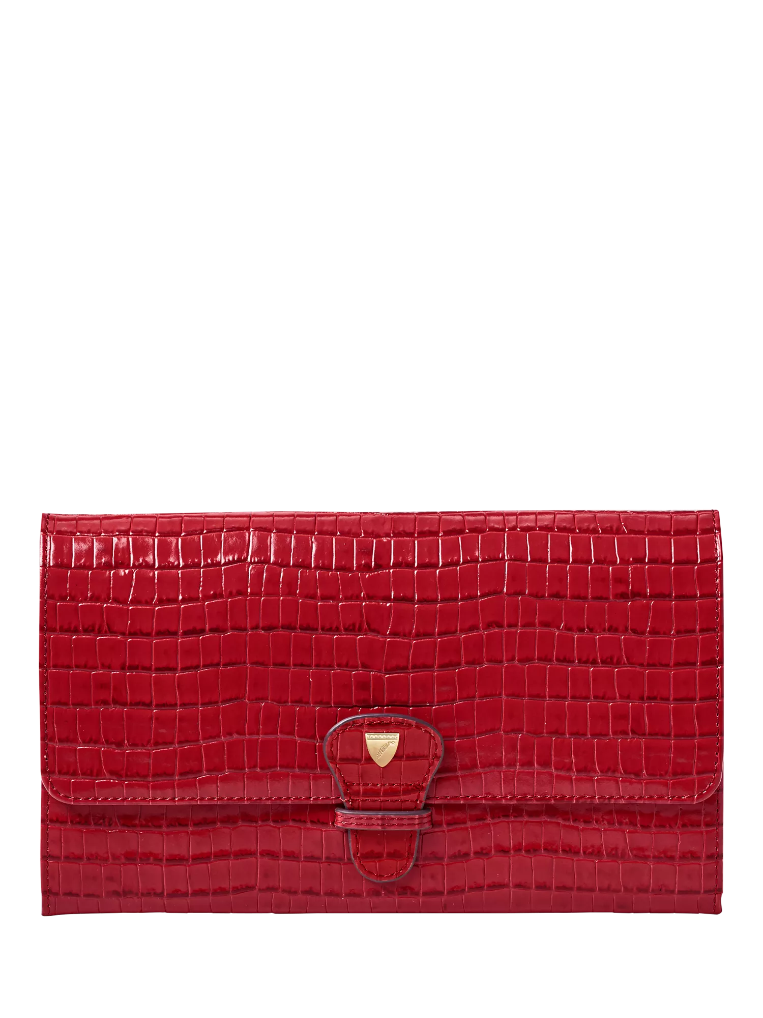 Aspinal of London Croc Effect Leather Classic Travel Wallet, Cherry