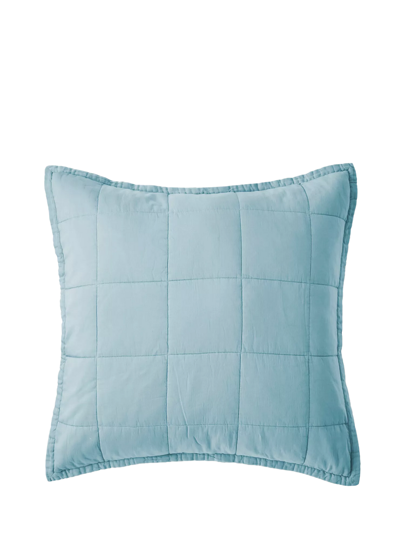 Christy laundered cotton quilted pillowsham chalk blue (British brand)