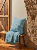 Christy laundered cotton quilted pillowsham chalk blue (British brand)