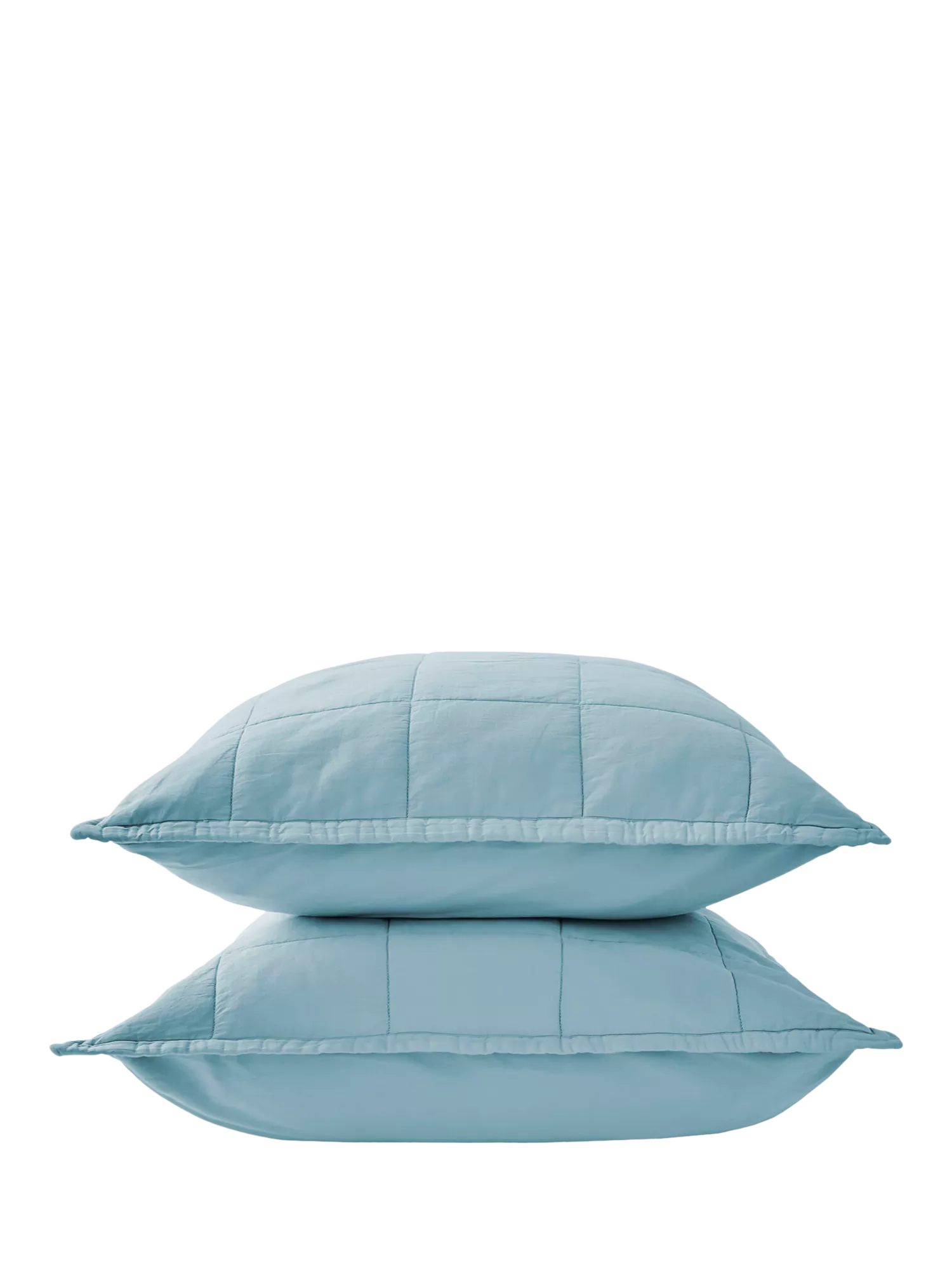 Christy laundered cotton quilted pillowsham chalk blue (British brand)