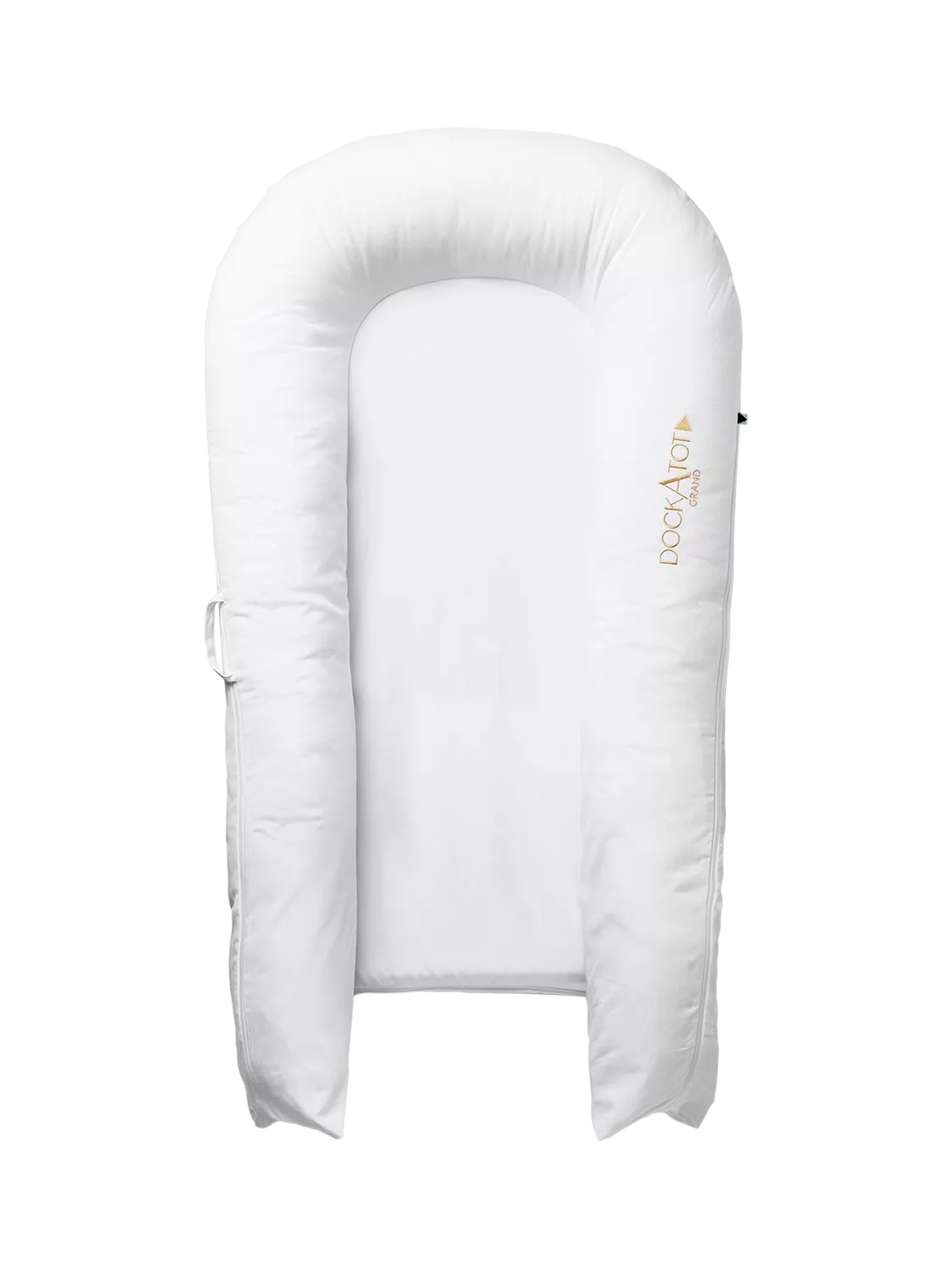 DockATot Grand Toddler Dock white toddler lounger, imported from the UK