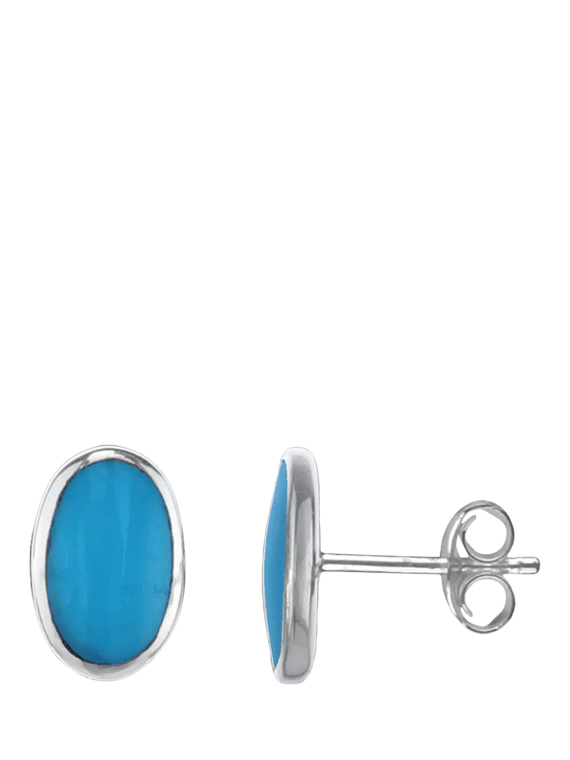 Nina B oval stud earrings blue turquoise silver, UK version