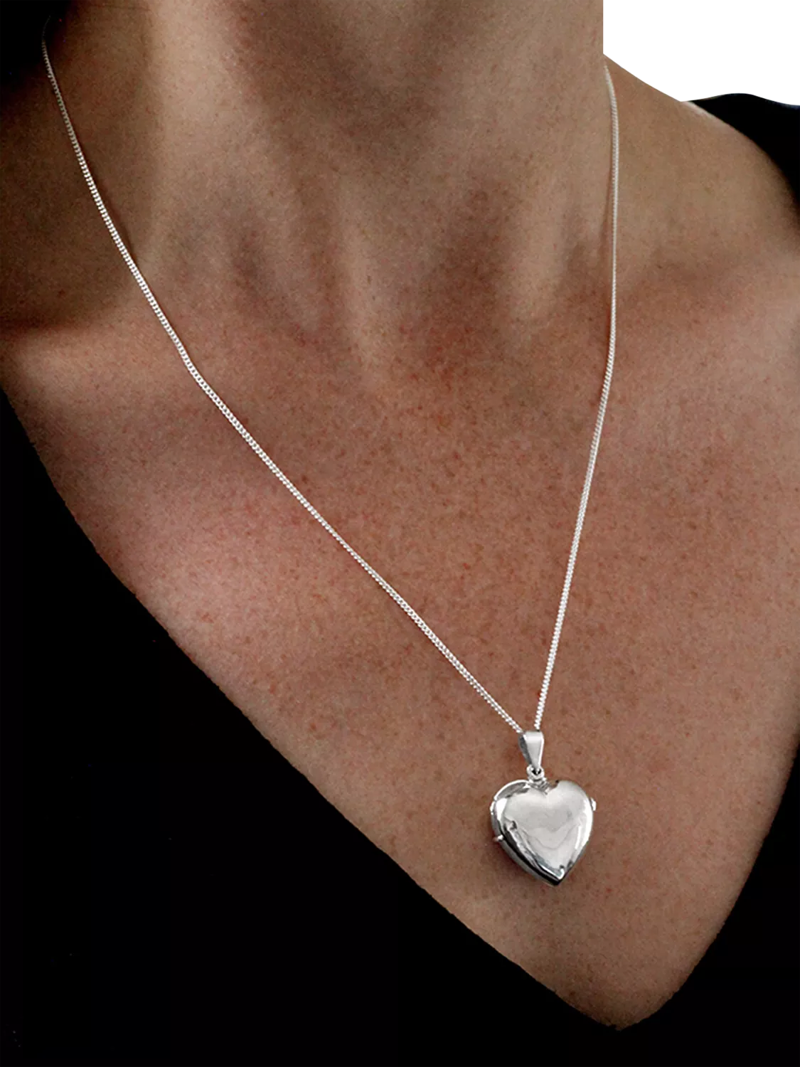 Nina B sterling silver heart locket necklace 45cm, imported from the UK