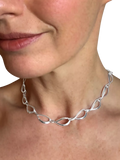 Nina B sterling silver ripple link necklace 43cm, UK version