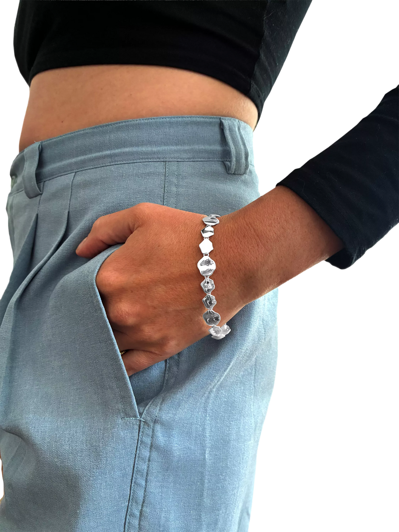 Nina B sterling silver pebble link bracelet 18cm (British brand)