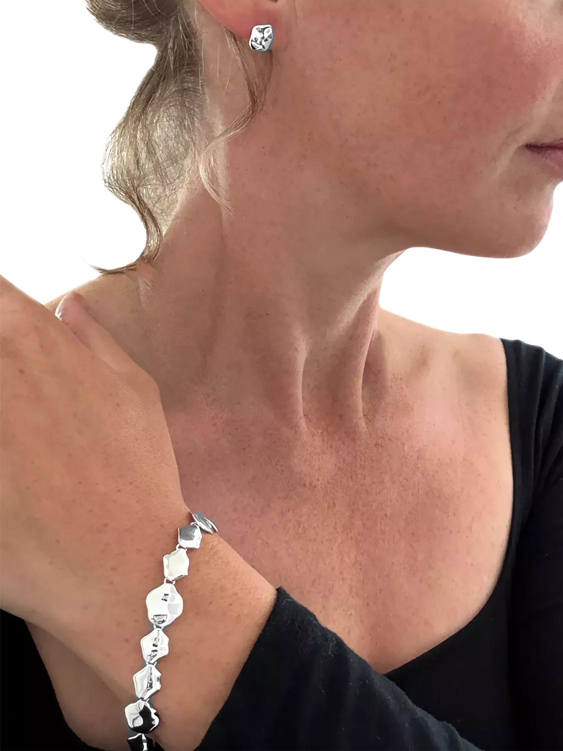 Nina B sterling silver pebble link bracelet 18cm (British brand)