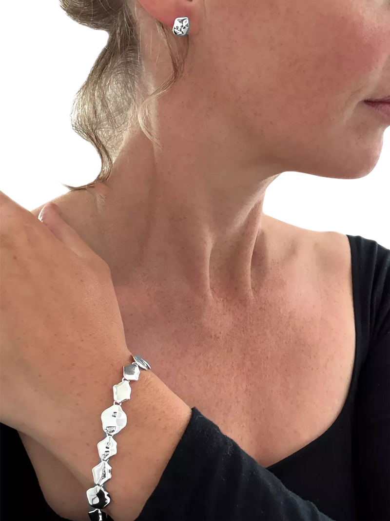 Nina B sterling silver pebble link bracelet 18cm (British brand)