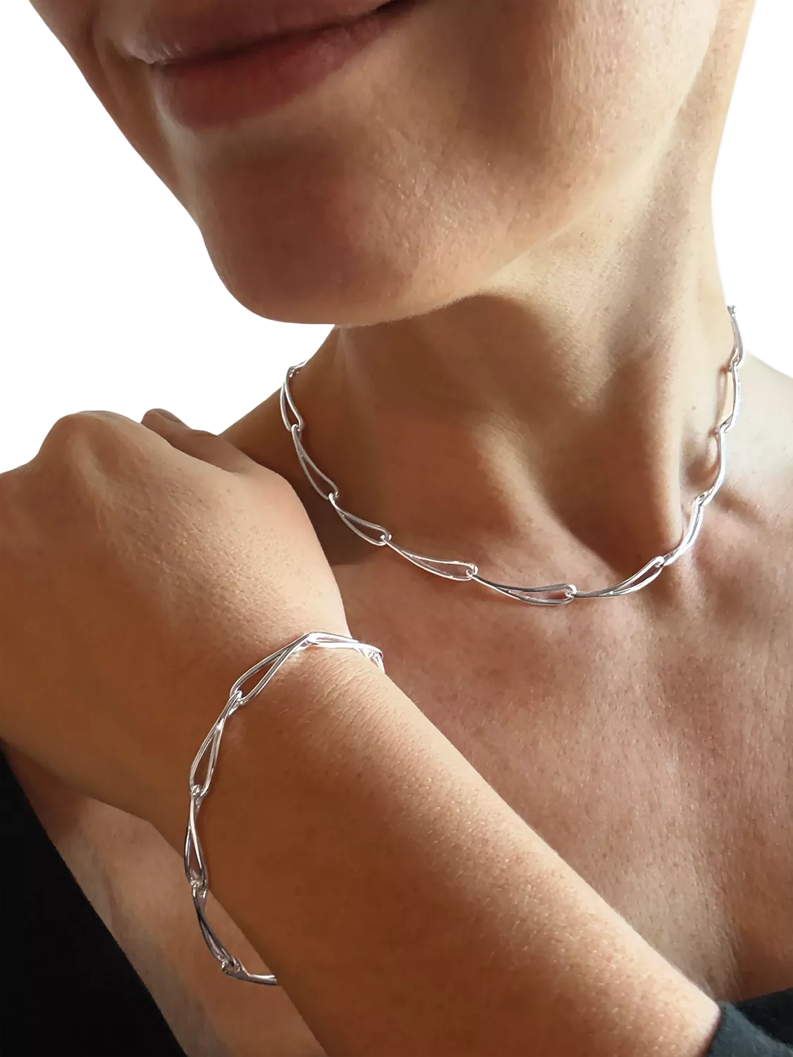 Nina B sterling silver slim loop link bracelet UK version