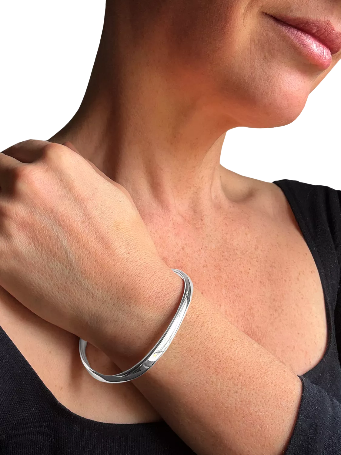 Nina B sterling silver wave bracelet slip on bangle - British product