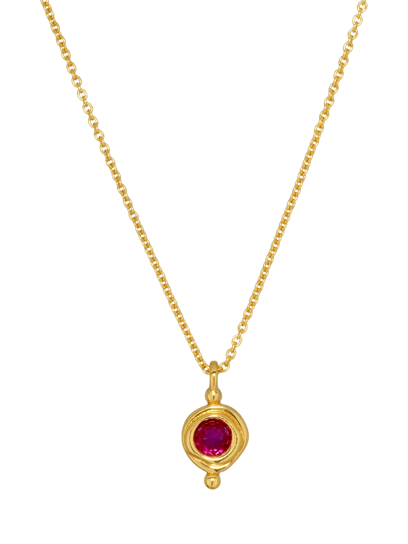 Ottoman Hands Garnet Birthstone Pendant Necklace 16 inch